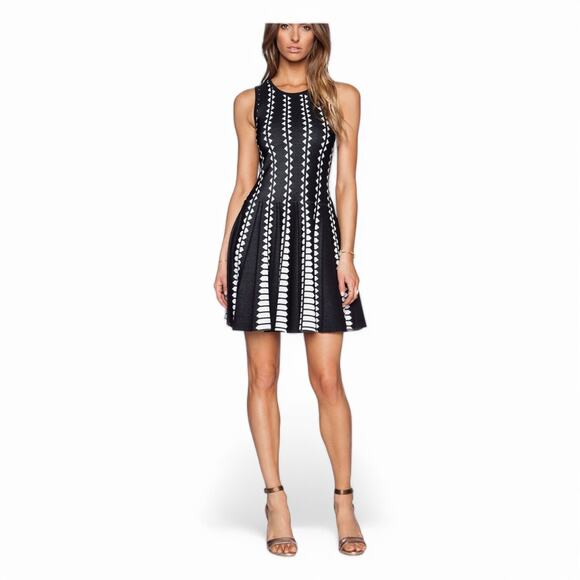 LINE THE LABEL Dresses & Skirts - LINE THE LABEL International John & Jenn Black White Knit Fit & Flare Dress - M